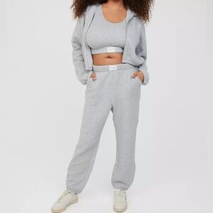 OFFLINE By Aerie Coffee Run Zip Up, Cropped Tank, Jogger 3 Piece Tracksuit Set